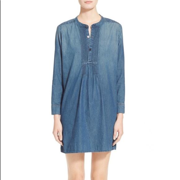 Current Elliott The Pintuck Cotton Denim Shirtdress size 3 Large - Picture 1 of 9